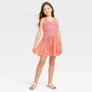 Girls' Solid Crochet Swimsuit Cover Up Dress - Cat & Jack 6/7